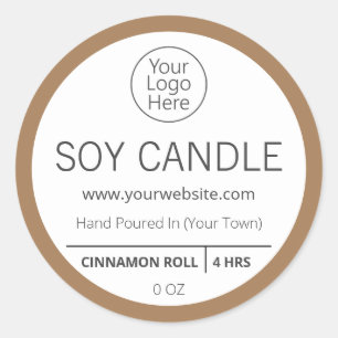 Brown Cinnamon Roll Logo Candle Labels