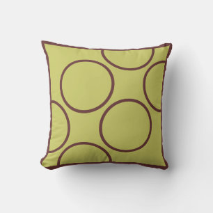 brown  circles on grey green  modern  pillow