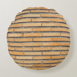 Brown cladding wall round cushion