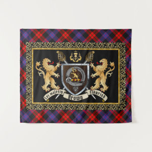 Brown Clan Badge & Motto w/Lions  Tapestry