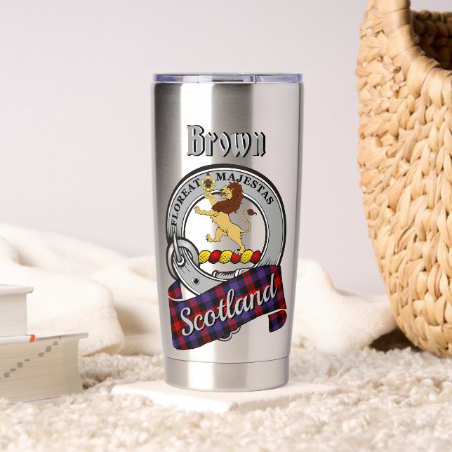 Brown Clan Badge & Tartan Insulated Tumbler (Living Room (Rotated))