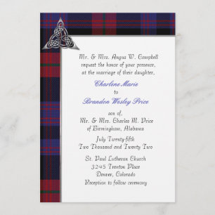 Brown Clan Tartan Plaid Wedding Invitation
