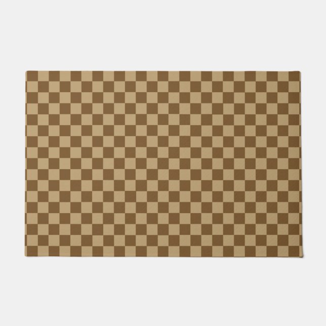 Brown Classic Chequerboard by Shirley Taylor Doormat (Front)