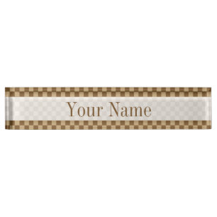 Brown Classic Chequerboard by Shirley Taylor Nameplate