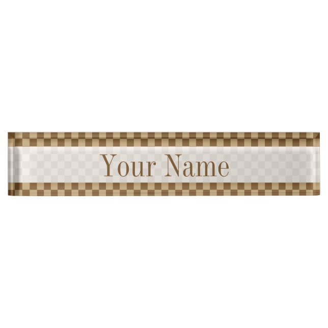 Brown Classic Chequerboard by Shirley Taylor Nameplate (Front)