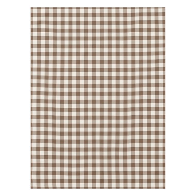 Brown Classic Picnic Gingham Check Tablecloth (Front)