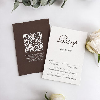 Brown Classic Wedding RSVP Card