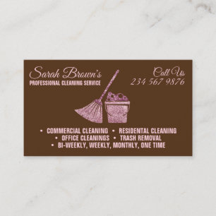 Brown Cleaning Service Maid Janitorial sparkling Business Card