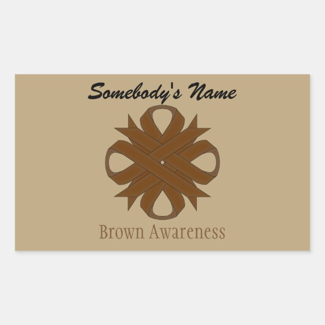 Brown Clover Ribbon by Kenneth Yoncich Rectangular Sticker (Front)