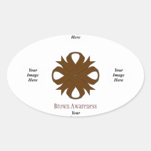 Brown Clover Ribbon Template by Kenneth Yoncich Oval Sticker