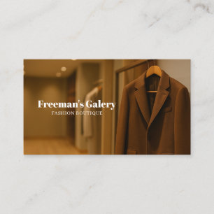 Brown Coat Display in Boutique Fashion Business Card