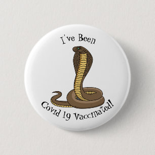 Brown cobra snake illustration 6 cm round badge