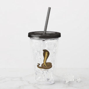 Brown cobra snake illustration acrylic tumbler