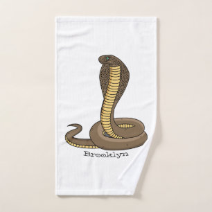 Brown cobra snake illustration bath towel set