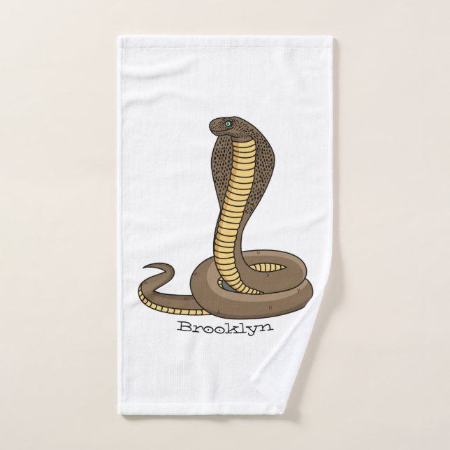 Brown cobra snake illustration bath towel set (Hand Towel)