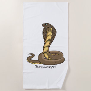 Brown cobra snake illustration beach towel