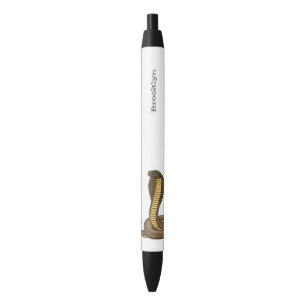 Brown cobra snake illustration black ink pen