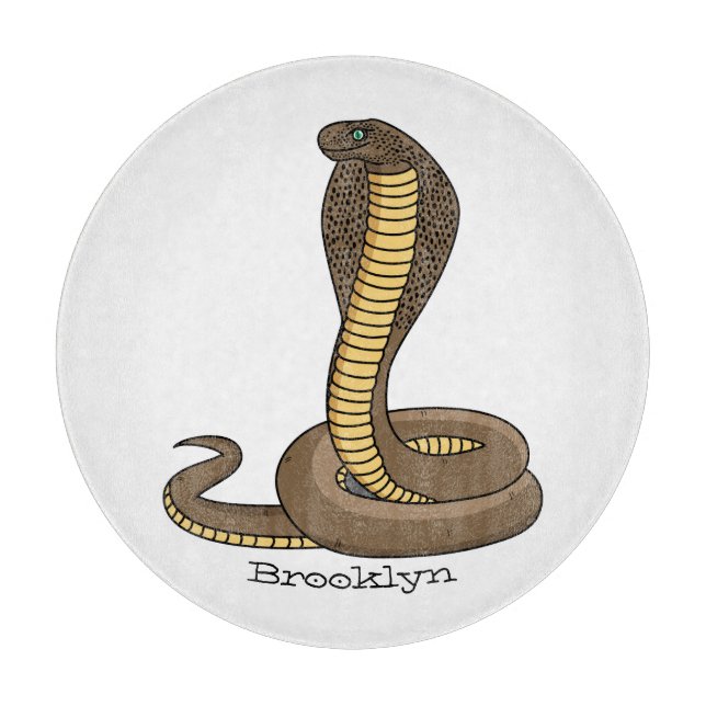Brown cobra snake illustration  cutting board (Front)