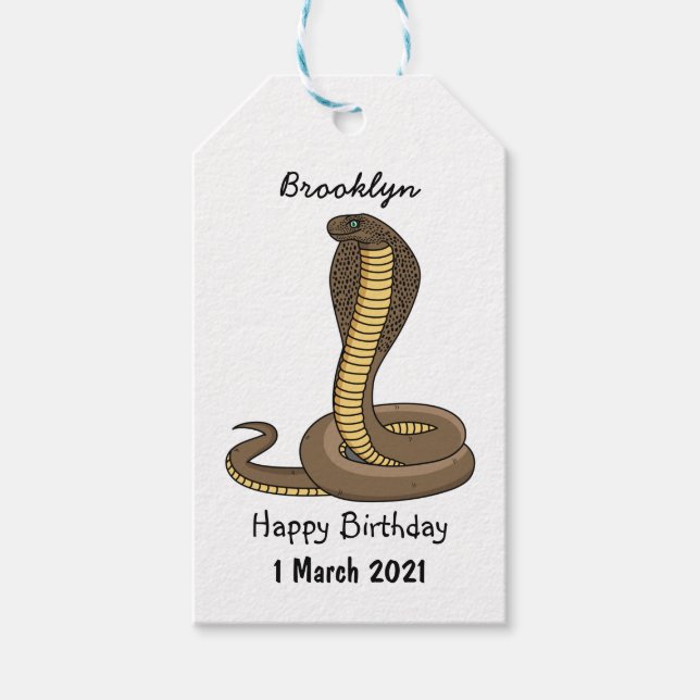 Brown cobra snake illustration  gift tags (Front)