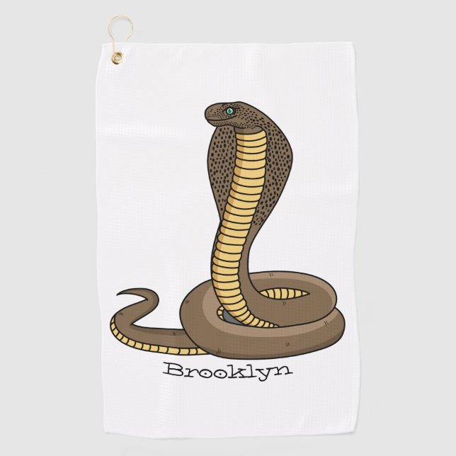 Brown cobra snake illustration golf towel (Front)