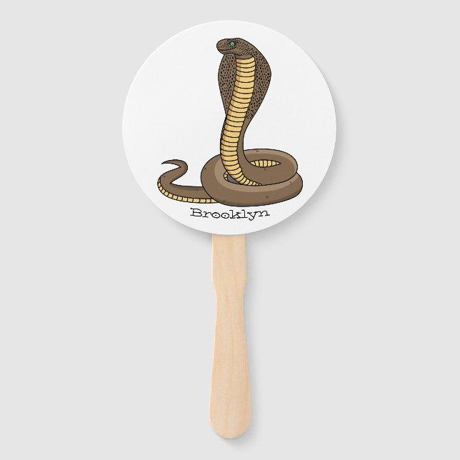 Brown cobra snake illustration hand fan (Front)