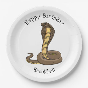 Brown cobra snake illustration  paper plate