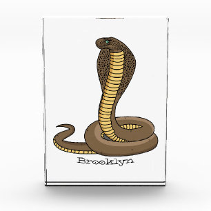 Brown cobra snake illustration photo block