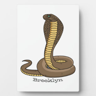 Brown cobra snake illustration plaque