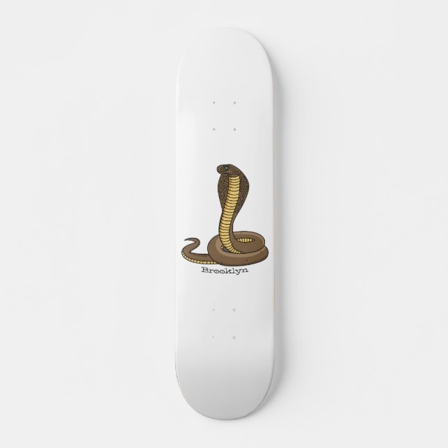Brown cobra snake illustration skateboard (Front)