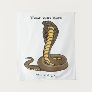Brown cobra snake illustration tapestry