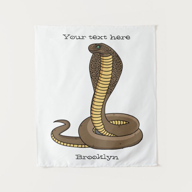 Brown cobra snake illustration tapestry (Front)