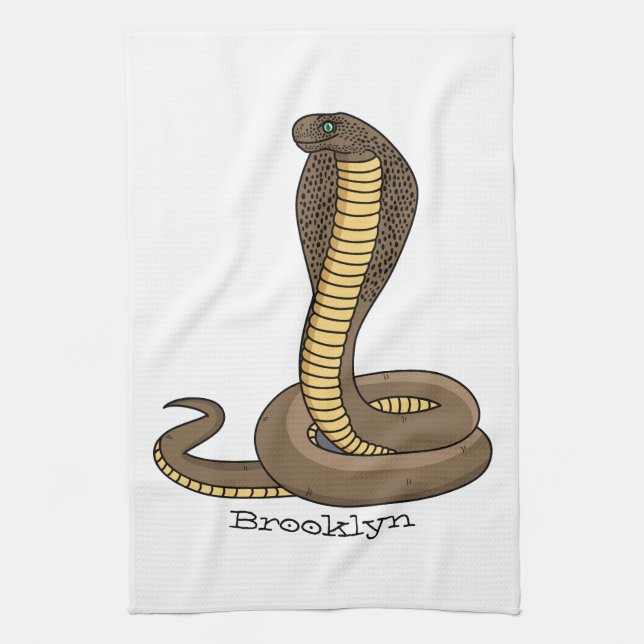 Brown cobra snake illustration  tea towel (Vertical)