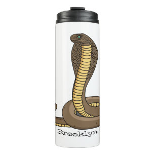 Brown cobra snake illustration  thermal tumbler