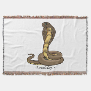 Brown cobra snake illustration throw blanket