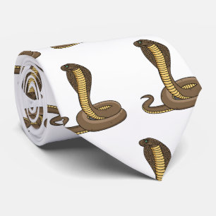 Brown cobra snake illustration tie