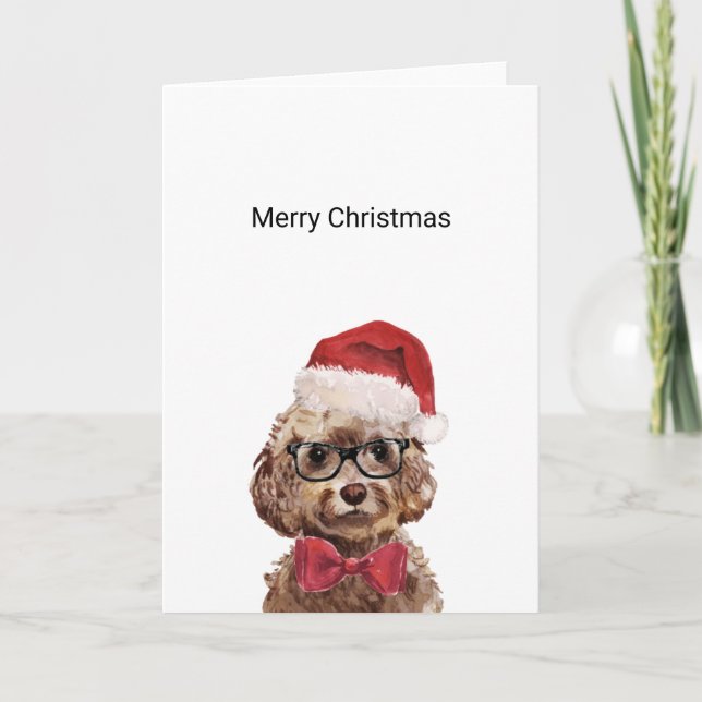 Brown Cockapoo Christmas Card (Front)
