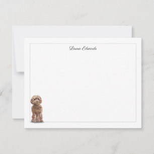 Brown Cockapoo Grey Border Personalised Card