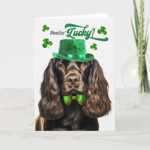 Brown Cocker Spaniel Dog Lucky St Patrick's Day Holiday Card
