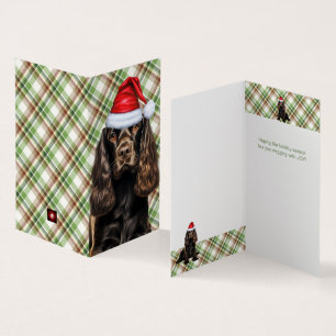 Brown Cocker Spaniel Dog Plaid Christmas Holiday