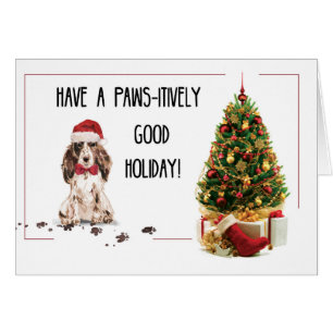 Brown Cocker Spaniel Funny Christmas Dog with Tree