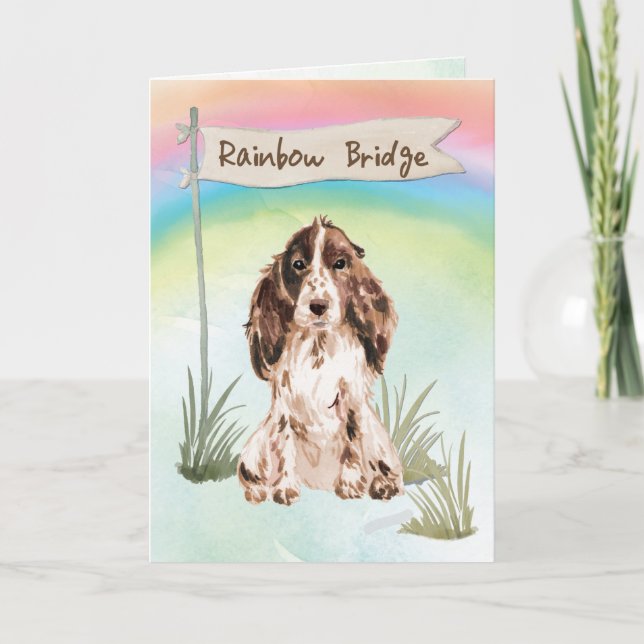 Brown Cocker Spaniel Pet Sympathy Over Rainbow Card (Front)