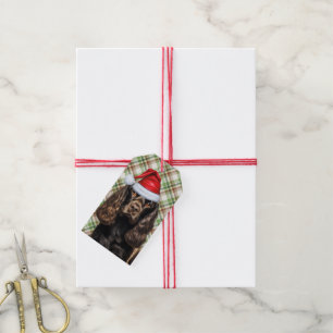 Brown Cocker Spaniel Santa Dog Christmas Gift Tags