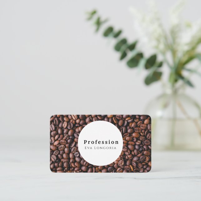 Brown Coffee Beans Business Card (Standing Front)