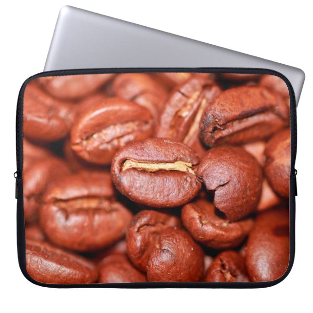 Brown coffee beans roasted laptop sleeve (Front)