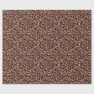 Brown Coffee Beans Tiled Pattern Wrapping Paper