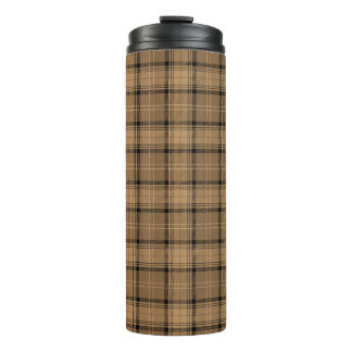 Brown, Coffee, Black Twills Plaid (Tartan) Pattern Thermal Tumbler
