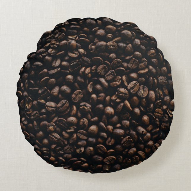 Brown coffee seeds round cushion (Front)