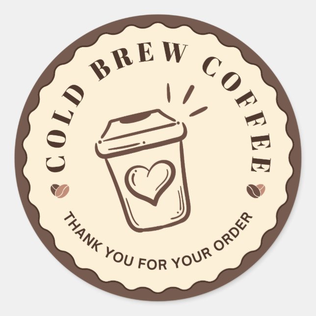 Brown Coffee Sticker Roll Minimal Cafe Logo (Front)