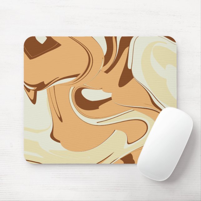 Brown Coffee Swirl Mouse Pad (With Mouse)