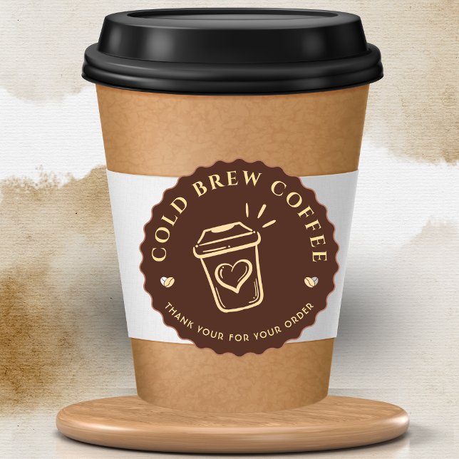 Brown Cold brew coffee Personalised Branding  Classic Round Sticker (Creator Uploaded)